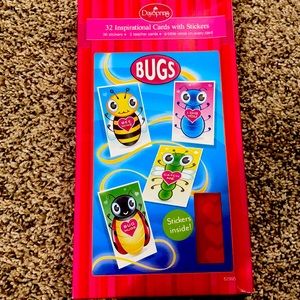 32~DaySpring Bugs valentine Cards With 36 Stickers~2Teacher Cards~Bible Verse